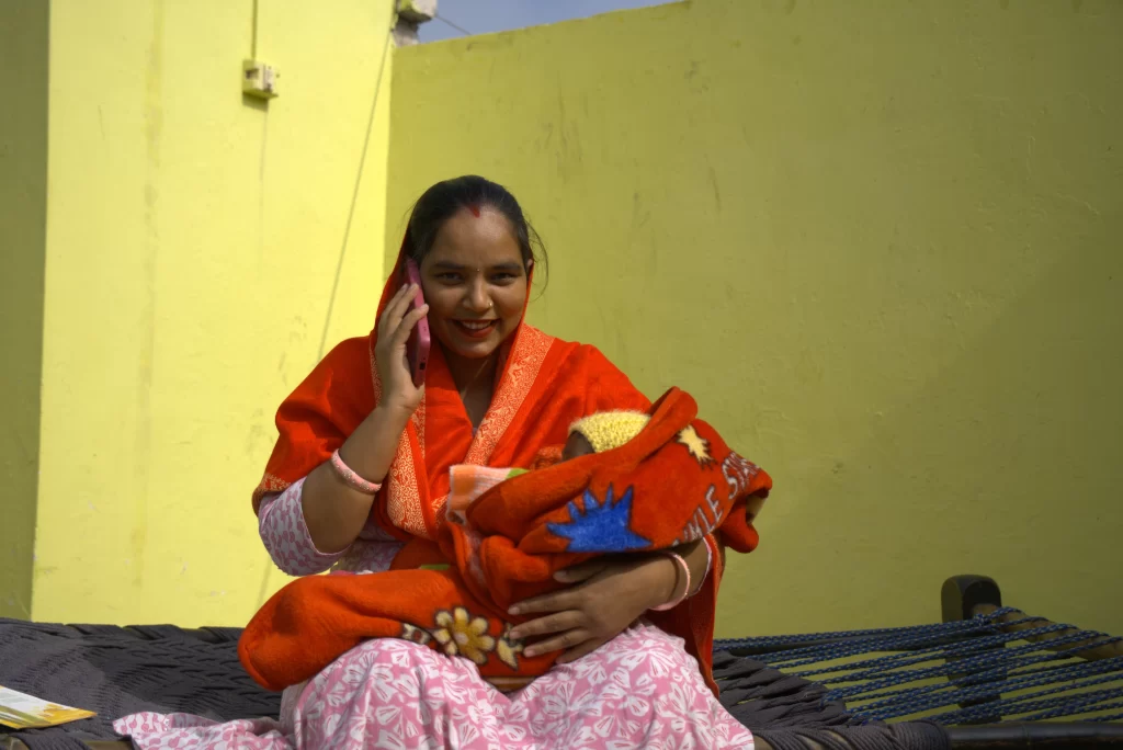 New mother listening to ARMMAN's voice calls